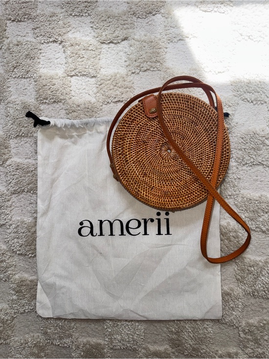 Amerii Handbags - Amerii Brown Woven Round Crossbody Bag